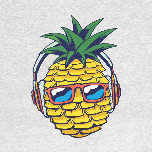 Cool Pineapple with Sunglasses and Headphones by SLAG_Creative